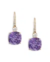 Nadri Soleil Cubic Zirconia Clear & Color Cushion Drop Earrings In Gold/purple