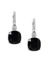 Nadri Soleil Cubic Zirconia Clear & Color Cushion Drop Earrings In Silver/black