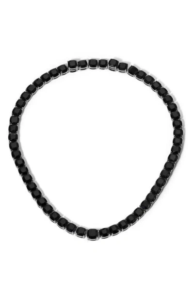 Nadri Starlet Collar Necklace In Rhodium/black