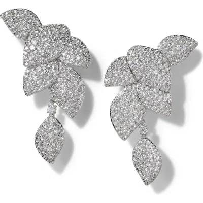 Nadri Starlet Leaf Linear Drop Earrings In Rhodium