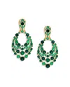 Nadri Starlet Stone Mosaic Drop Earrings In Green/gold