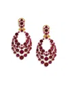 Nadri Starlet Stone Mosaic Drop Earrings In Red/gold