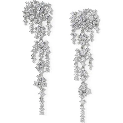 Nadri Starlight Cluster Cubic Zirconia Chandelier Earrings In Rhodium