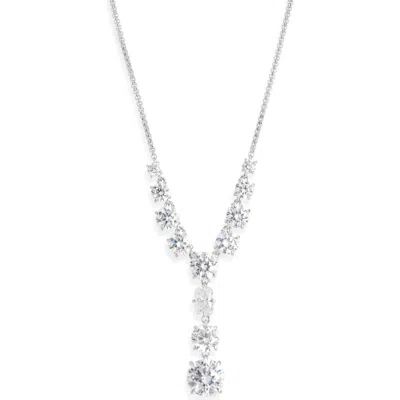 Nadri Stellar Cubic Zirconia Y-necklace In Silver