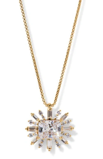 Nadri Stellar Full Halo Cubic Zirconia Pendant Necklace In Gold