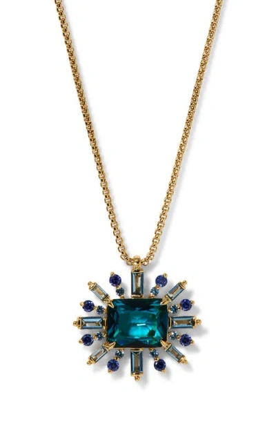 Nadri Stellar Full Halo Cubic Zirconia Pendant Necklace In Gold