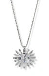 Nadri Stellar Full Halo Cubic Zirconia Pendant Necklace In Silver