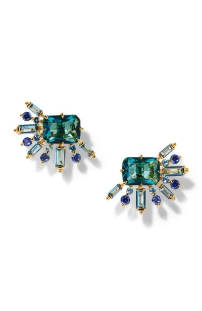Nadri Stellar Halo Stud Earrings In Green