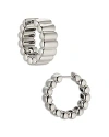 Nadri Sunlight Bold Ribbed Hoop Earrings In Silver
