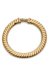 Nadri Sunlight Pave Clasp Ribbed Flex Bracelet In 18k Gold Plated In Gold