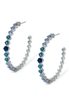 Nadri Sunshower Crystal Hoop Earrings In Blue