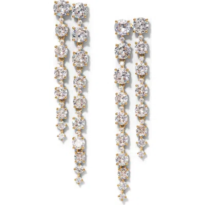 Nadri Sunshower Double Linear Drop Earrings In White