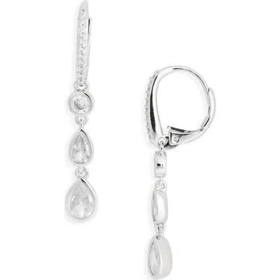 Nadri Sweetpea Bezel Drop Earrings In Silver