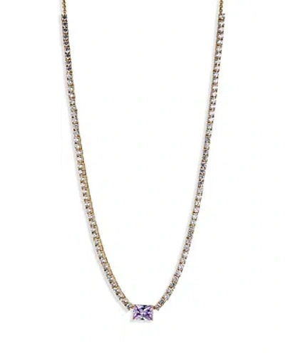 Nadri Tennis Emerald Cut Necklace, 18 In Purple/gold