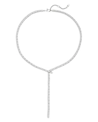 Nadri Tennis Y Necklace In 18k Gold Plated Or Rhodium Plated, 15 In Silver