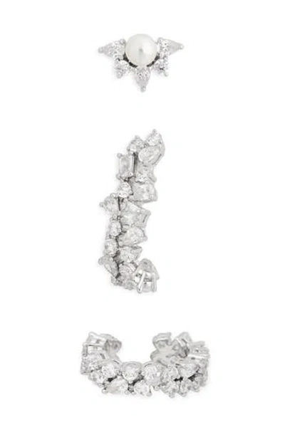 Nadri Tessa Set Of 3 Assorted Stud & Huggie Hoop Earrings