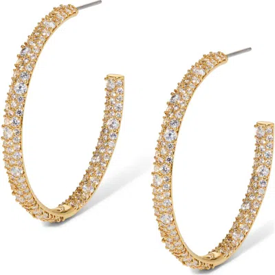 Nadri The Perfect Gift Crushed Pavé Inside Out Hoop Earrings In Gold
