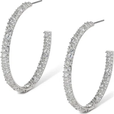 Nadri The Perfect Gift Crushed Pavé Inside Out Hoop Earrings In Metallic