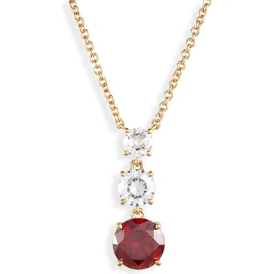 Nadri Triple Drop Cz Pendant Necklace In Gold/red