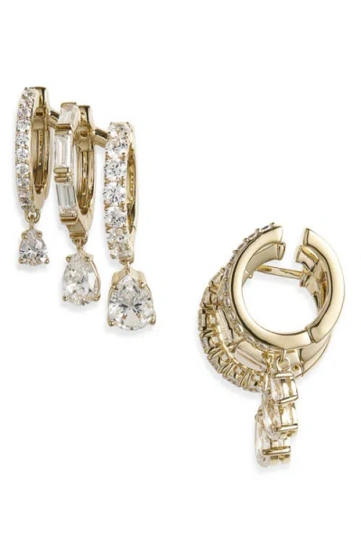 Nadri Triple Illusion Hoop Drop Earrings In Gold