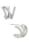 NADRI NADRI TWILIGHT CUBIC ZIRCONIA CAGED HUGGIE HOOP EARRINGS