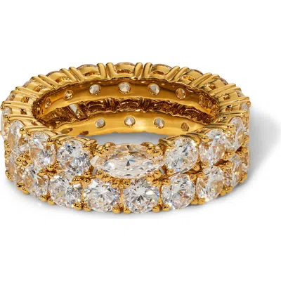 Nadri Twinnie Double Band Stack Ring In Gold