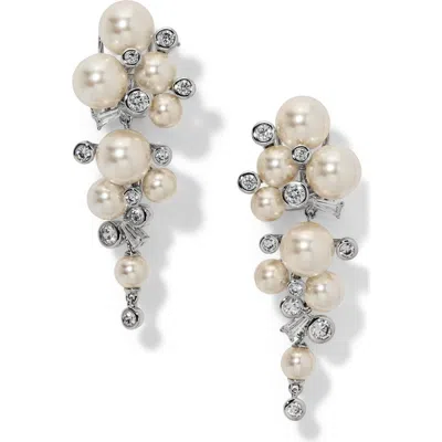 Nadri Undersea Imitation Pearl & Cubic Zirconia Cascade Drop Earrings In White