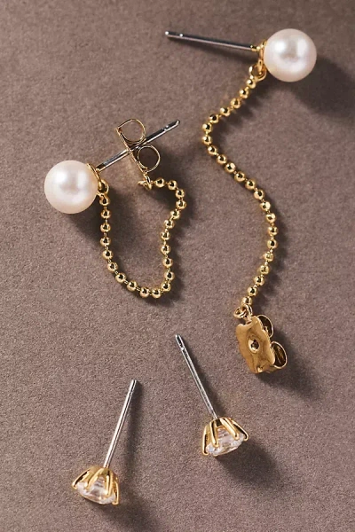 Nadri Venus Pearl Front-back Earrings In Gold