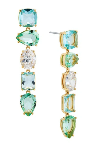 Nadri Watercolor Crystal Linear Drop Earrings In Blue/green