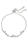 Nadri Whimsy Cubic Zirconia Bolo Bracelet In Rhodium