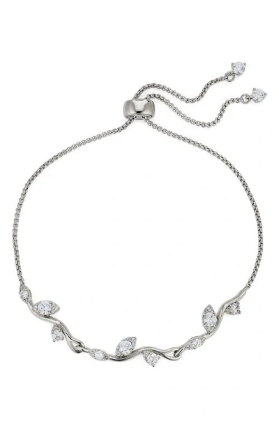 Nadri Whimsy Cubic Zirconia Bolo Bracelet In Rhodium