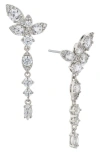 Nadri Whimsy Cubic Zirconia Cluster Linear Drop Earrings In Rhodium