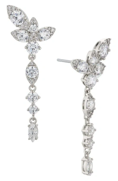 Nadri Whimsy Cubic Zirconia Cluster Linear Drop Earrings In Rhodium