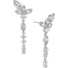 Nadri Whimsy Cubic Zirconia Cluster Linear Drop Earrings In Silver
