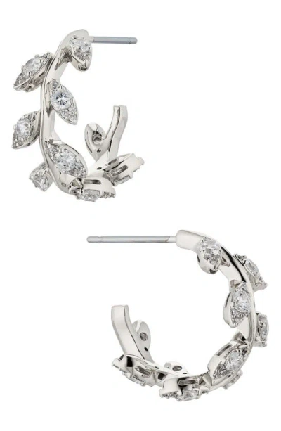 Nadri Whimsy Cubic Zirconia Vine Hoop Earrings In Rhodium