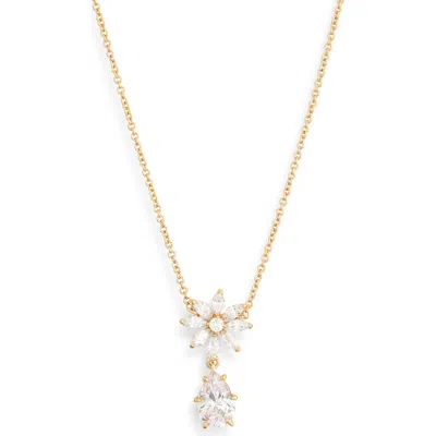 Nadri Wildflower Daisy Drop Cubic Zirconia Pendant Necklace
