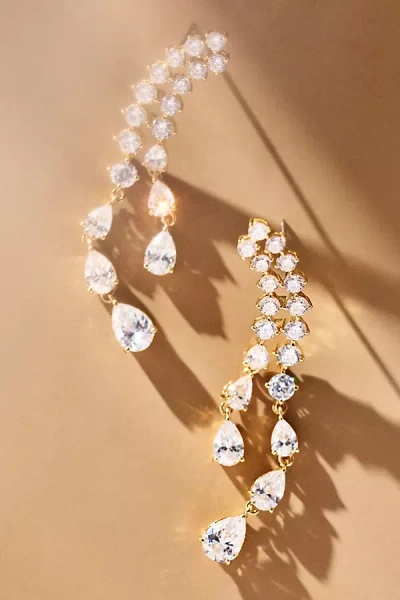 Nadri Willow Crystal Climber Earrings In Gold
