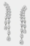 Nadri Willow Cz Double Drop Linear Post Climber Earrings In Metallic