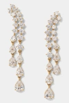 Nadri Willow Cz Double Drop Linear Post Climber Earrings In Gold