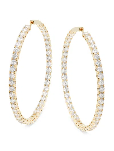 Nadri Women's 18k-gold-plated Cubic Zirconia 3mm X 50mm Hoop Earrings
