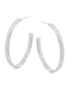 Nadri Women's Lima Rhodium-plated Cubic Zirconia Pavé Hoop Earrings In Metallic