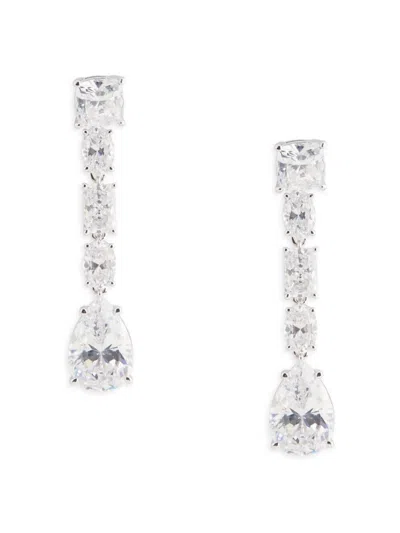 Nadri Women's Shine On Rhodium-plated Cubic Zirconia Linear Drop Earrings In Silver