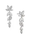 Nadri Wren Cubic Zirconia Cluster Linear Drop Earrings In Silver