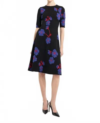 Nadya Toto Vienna Floral Jacquard Midi Dress In Black Violet