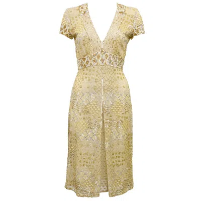 Pre-owned Naeem Khan 2000s  Gold Sequin, Embroidered And Beaded Cocktail Dress