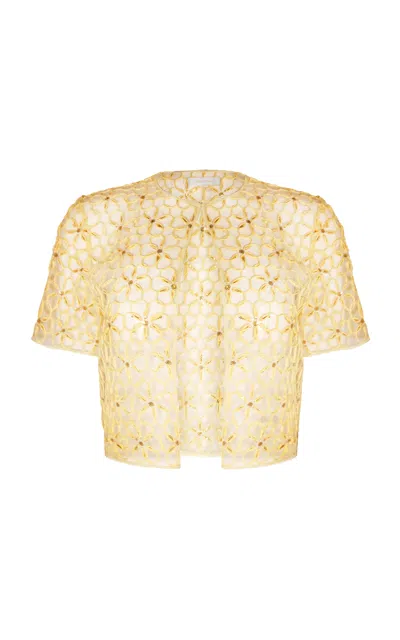 Naeem Khan Abstract Cording Bolero In Yellow