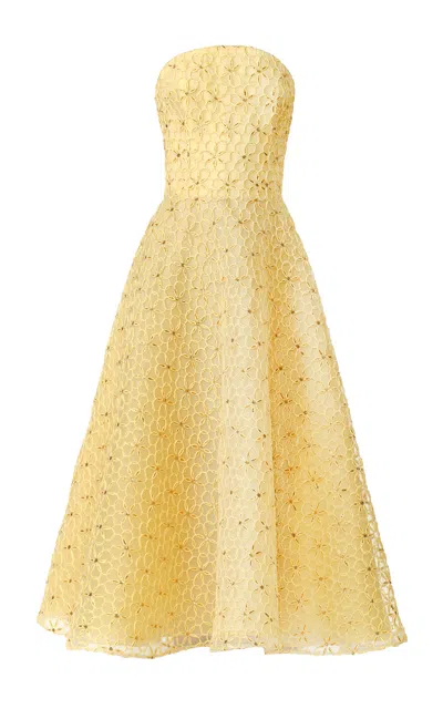 Naeem Khan Abstract Cording Cocktail Midi Dress In Gold