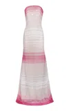 Naeem Khan Abstract Print Beaded Gown In Multi