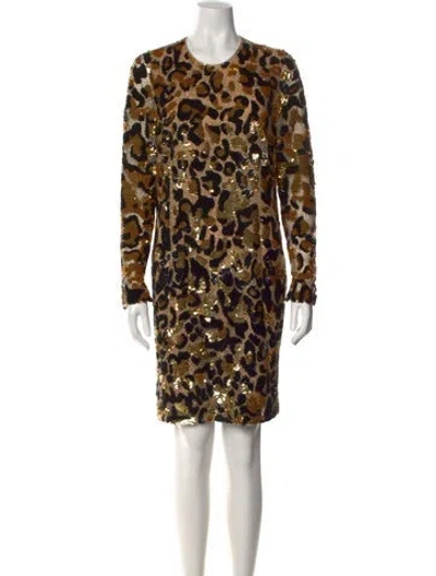 Pre-owned Naeem Khan Animal Print Mini Dress In Black