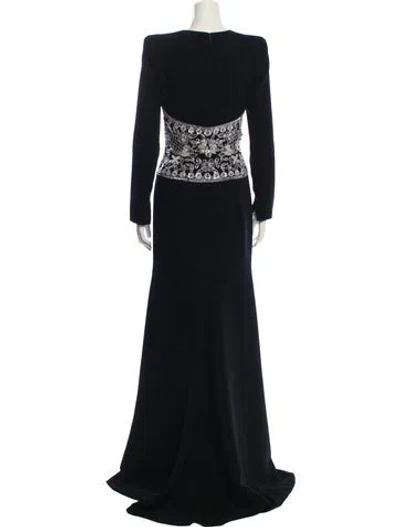 Pre-owned Naeem Khan Bateau Neckline Long Dress W/ Tags In Black